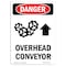 Signmission OSHA Danger Sign, Overhead Conveyor, 10in X 7in Rigid Plastic, 7" W, 10" H, Portrait OS-DS-P-710-V-1511 - alternate 1
